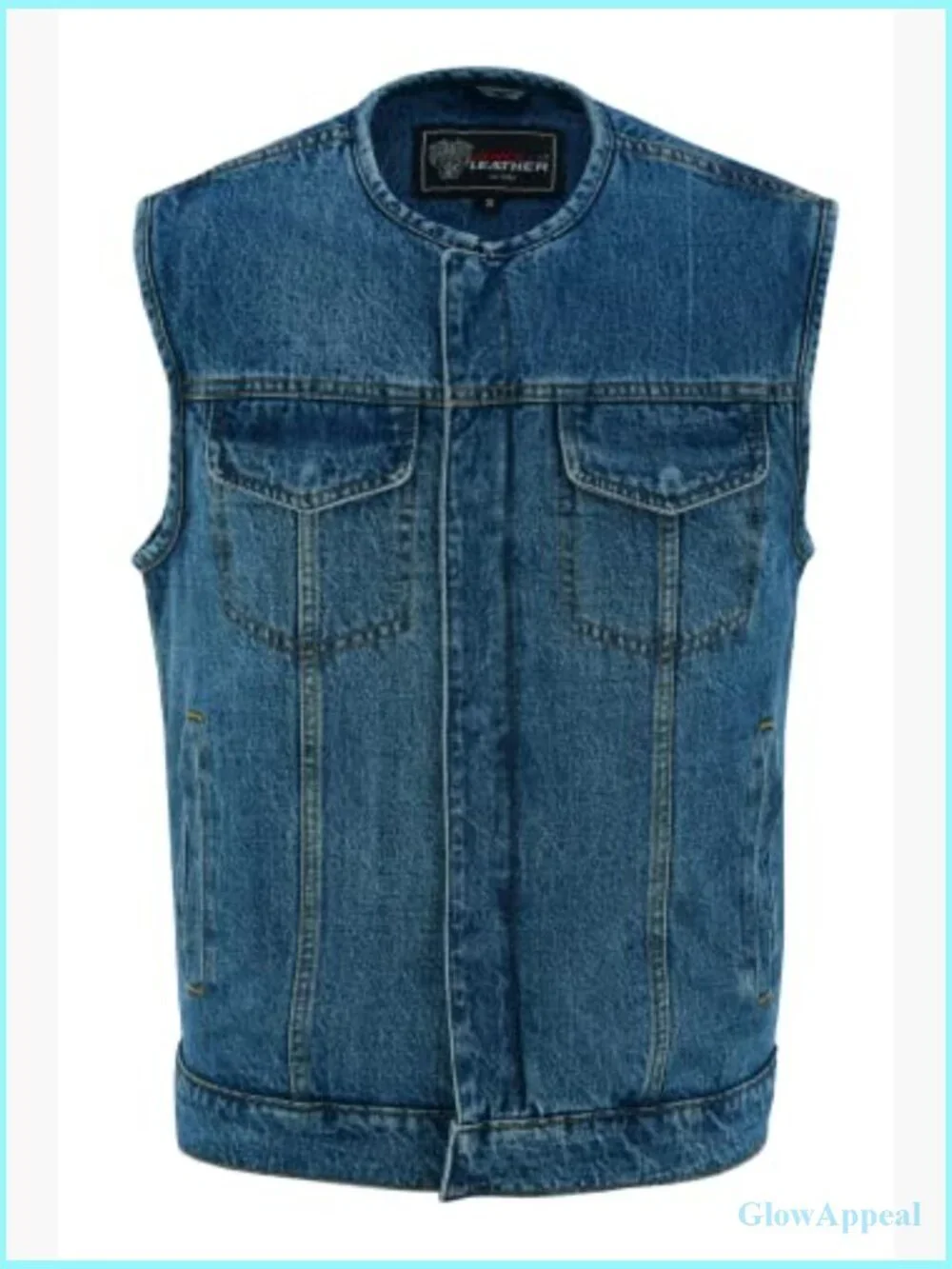 Collarless Denim Club Vest with Conceal Carry Pockets
